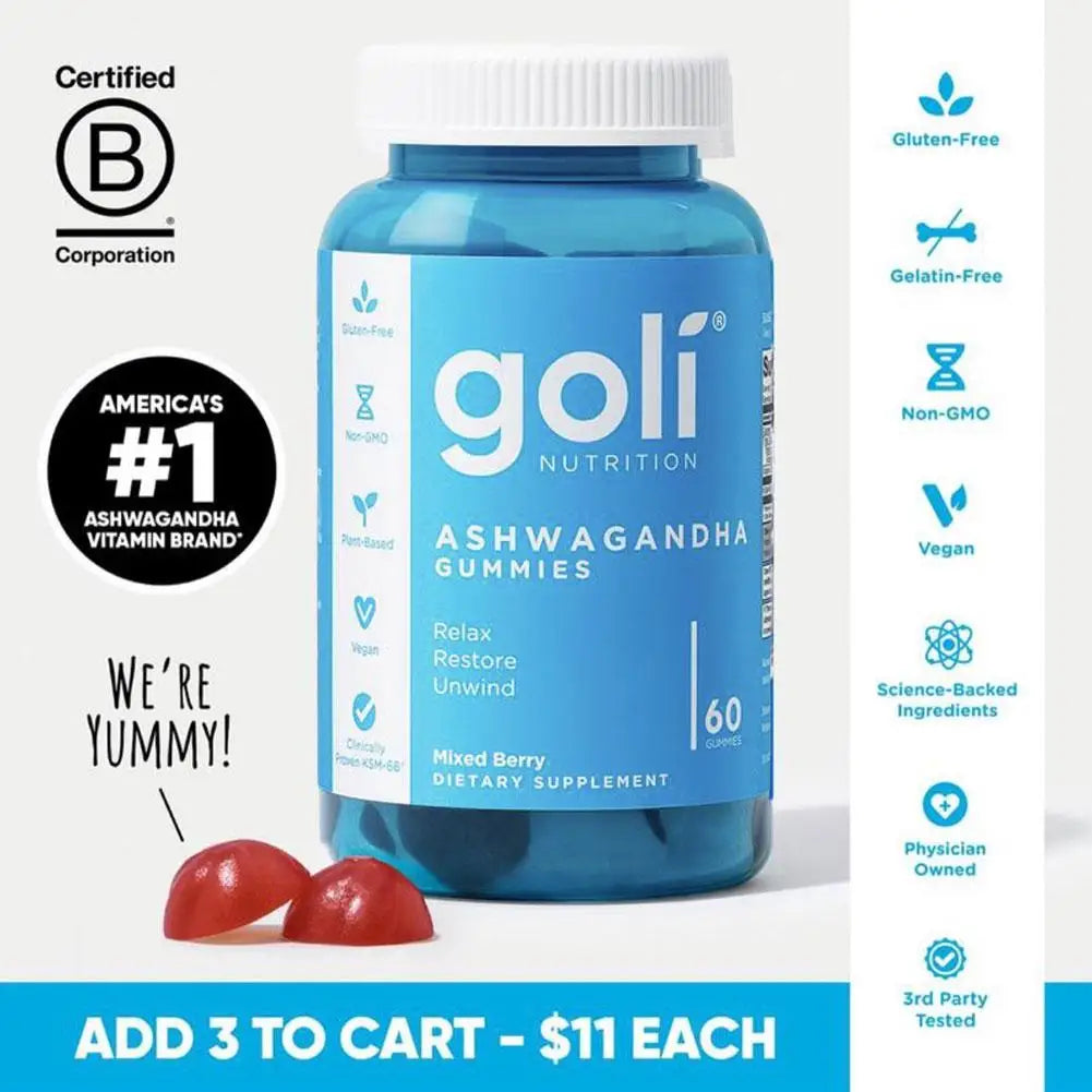 Goli Ashwagandha & Vitamin D Gummy for Improve Immunity & Sleep Quality & Anxiety, and Boost Energy